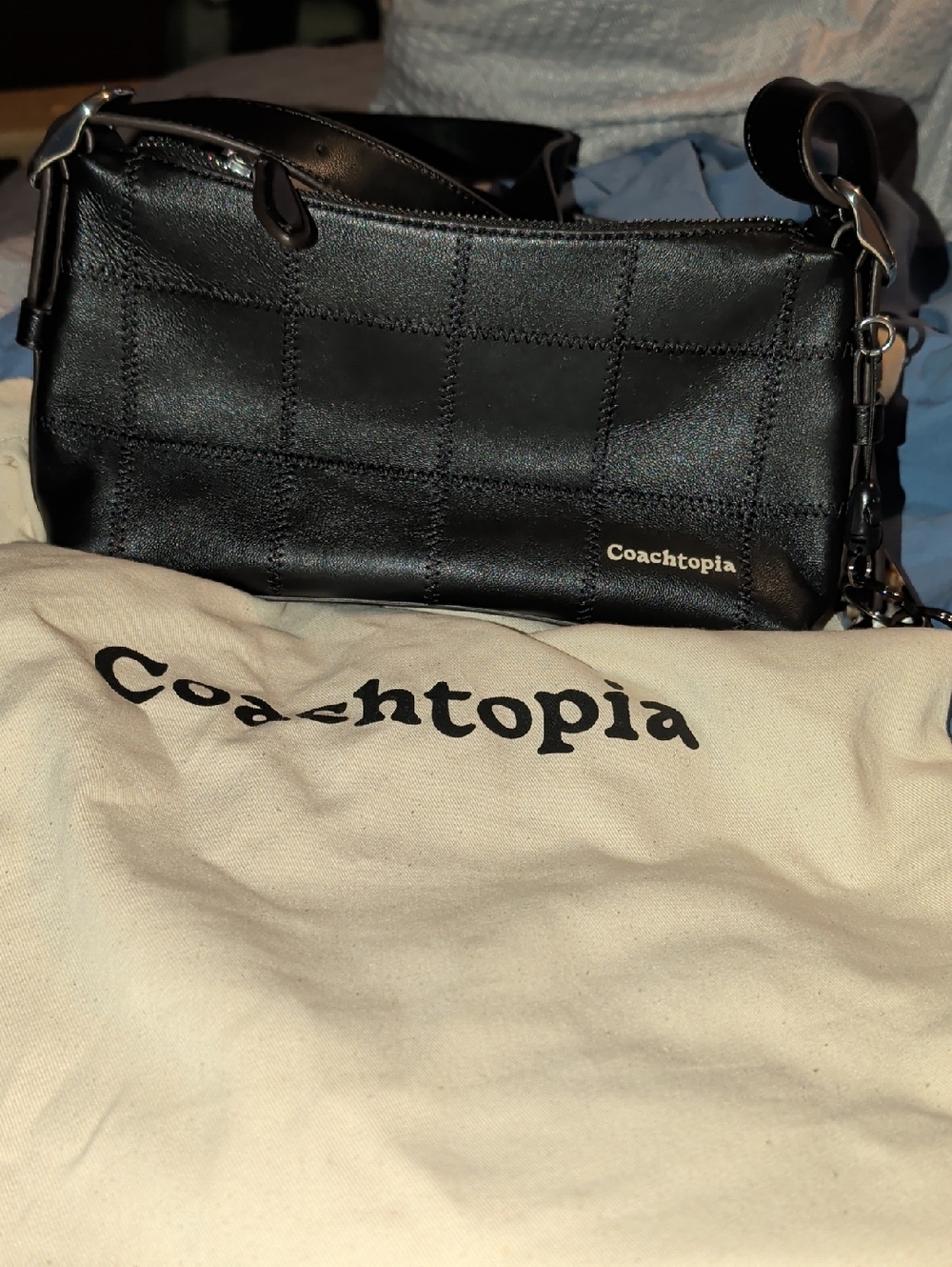 Coach Ego Black Leather Patchwork Shoulder Bag